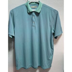 Donald Ross Men's Short Sleeve‎ Polo Shirt Blue Striped Size XL